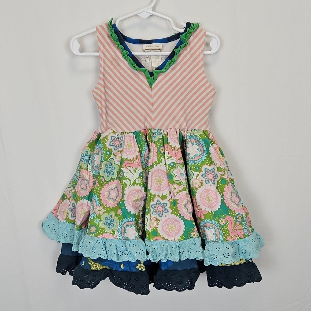 Matilda Jane Striped and Floral Tiered Sleeveless Dress
